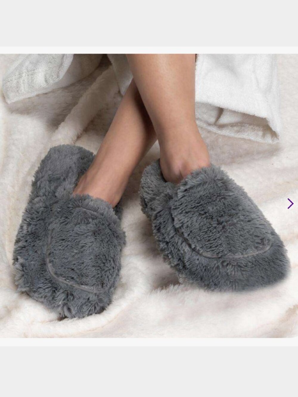 NEW! WARMIES MICROWAVABLE HEATABLE SLIPPERS DARK GRAY LAVENDER SCENT WOMENS 6-10